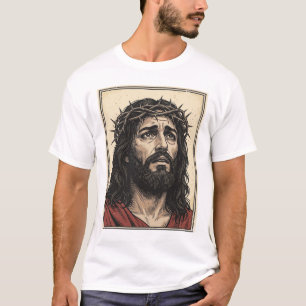 Camiseta Arte vectorial de retrato religioso de corona de e