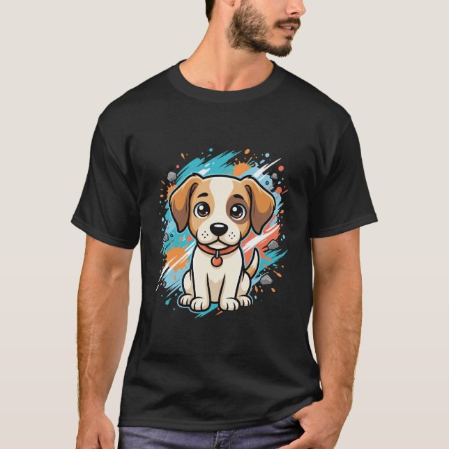 Camiseta Arte vectorial de salpicaduras de pintura de perro (Anverso)