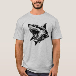 Camiseta Arte vectorial de tiburón fiero Tiburón blanco 
