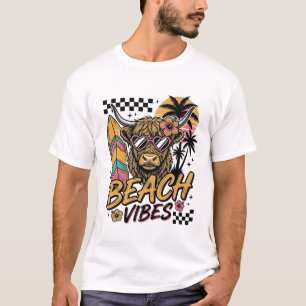 Camiseta Arte vectorial de verano de vaca de Highland con v