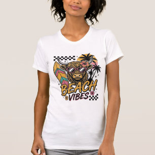 Camiseta Arte vectorial de verano de vaca de Highland con v