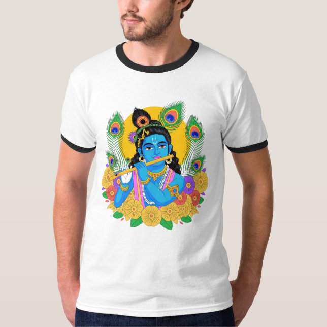 Camiseta Arte vectorial del divino Señor Krishna - Flauta e (Anverso)