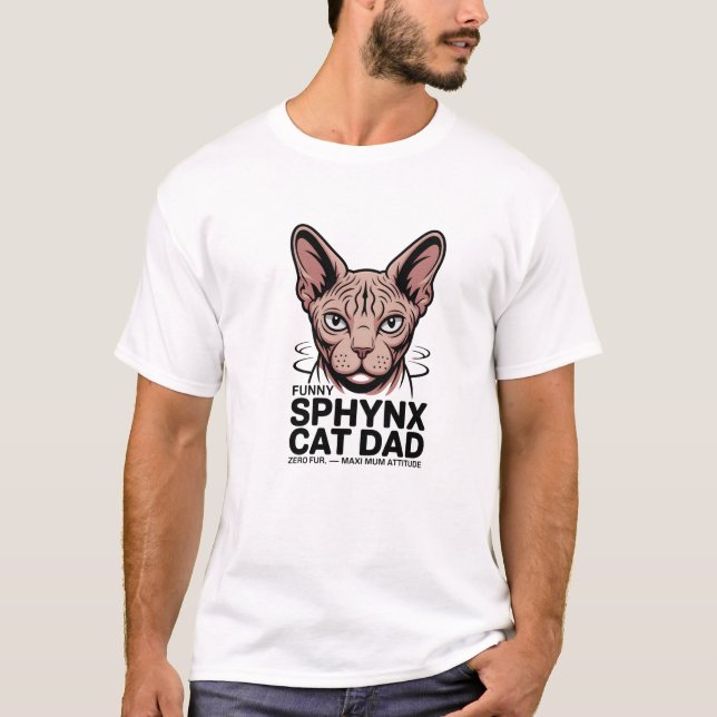 Camiseta Arte vectorial divertido de papá gato Sphynx (Anverso)
