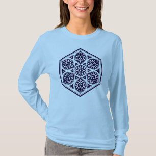 Camiseta Arte vectorial geométrico de roseta turca azul ori