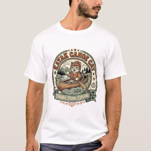 Camiseta Arte vectorial vintage de gato de canoa de kayak G