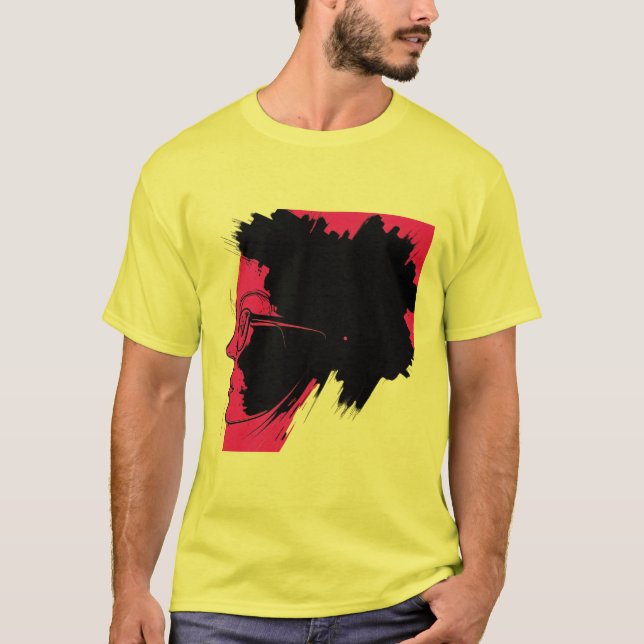 Camiseta Arte vibrante Afro Silhouette - rosa y negro (Anverso)