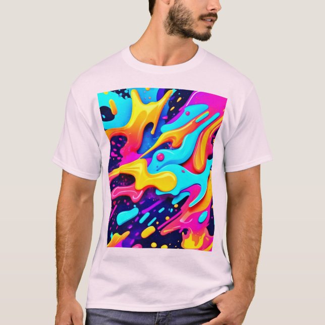 Camiseta Arte vibrante de caos de color (Anverso)