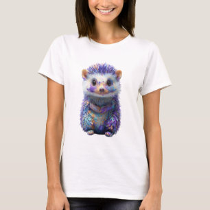 Camiseta Arte vibrante de erizo púrpura con impasto para mu