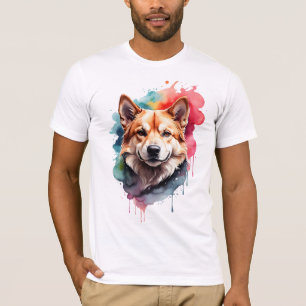 Camiseta Arte vibrante de perro en acuarela, compañero leal