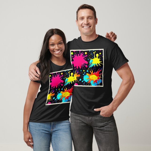 Camiseta Arte vibrante de salpicaduras de pintura explosiva (Unisexo)