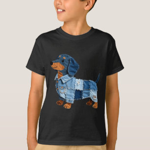 Camiseta Arte vintage de cachorro salchicha de mezclilla pa