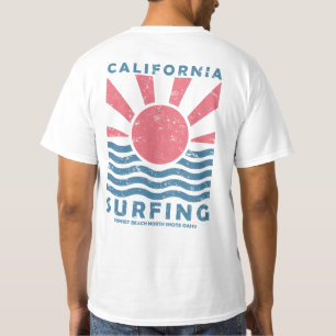 Camiseta Arte Vintage de puesta de sol de surf en Californi