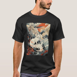 Camiseta Arte vintage japonés de grabado en madera de zorro