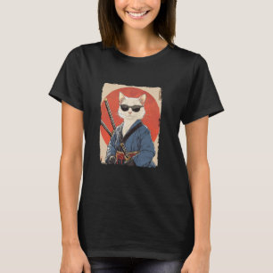 Camiseta Arte vintage japonés Ukiyo-e Gato Samurái