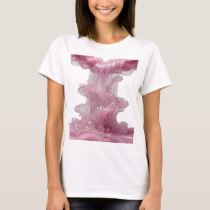 Camiseta Arte wearable de cascada de purpurina rosa platead