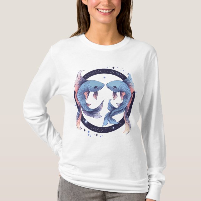 Camiseta Arte Zodíaco de Piscis Místico (Anverso)