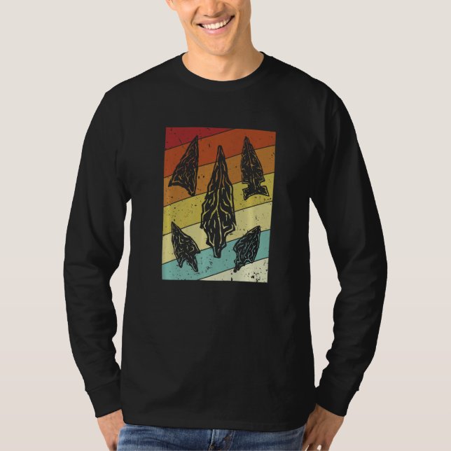 Camiseta Artefacto de sílex retro cazador de rocas punta de (Anverso)