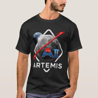 Camiseta Artemis II Misión Negrita Rojo y Azul