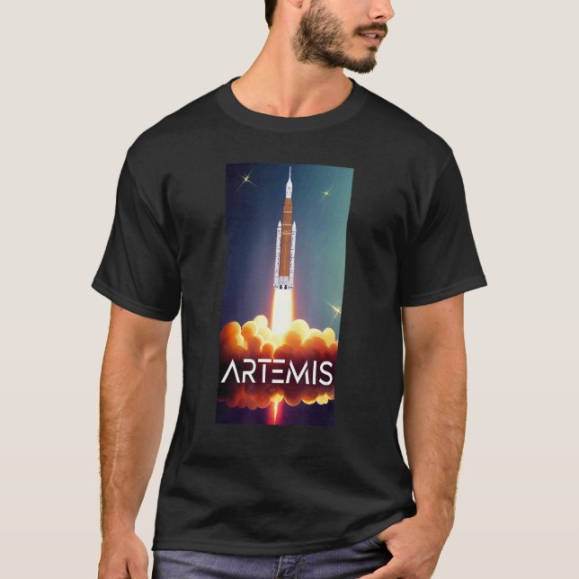 Camiseta Artemis Lanzan SLS espacio de órbita de cohete lun (Anverso)