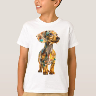 Camiseta Artes Caninos Dachshund Coloridos Pintados