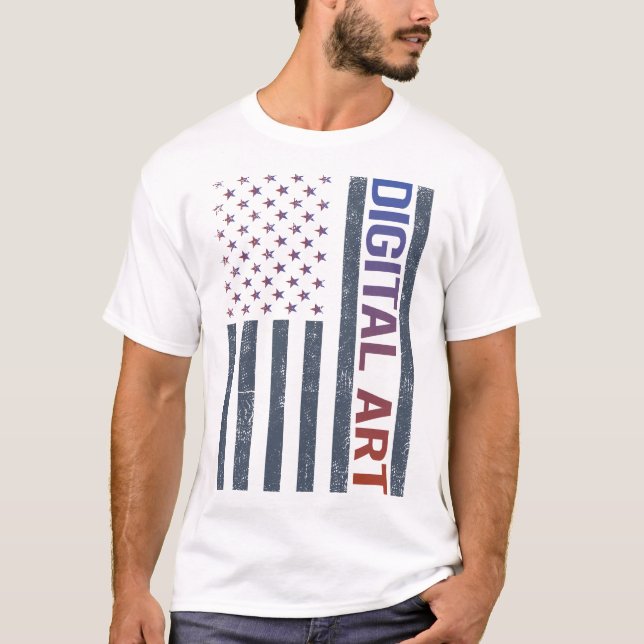 Camiseta Artes de arte digital de la bandera estadounidense (Anverso)