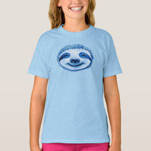 Camiseta Artes de color azul de la cara perezosa