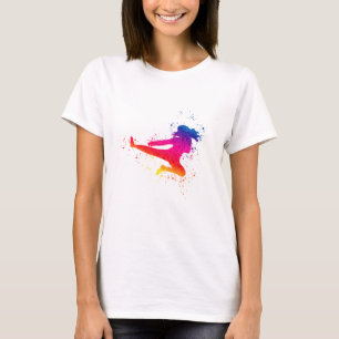 Camiseta Artes marciales femeninas, alta patada, pinta