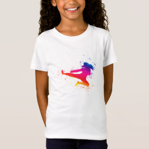 Camiseta Artes marciales femeninas, alta patada, pinta