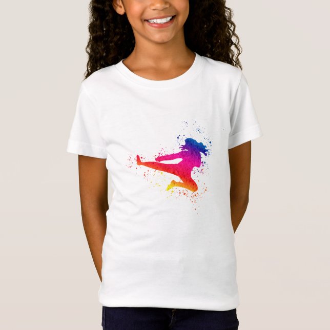Camiseta Artes marciales femeninas, alta patada, pinta (Anverso)