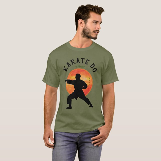 Camiseta Artes marciales japonesas silueta negra karate men (Anverso completo)
