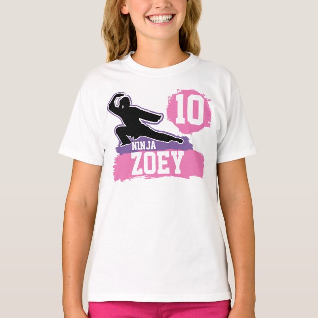 Camiseta Artes marciales Ninja Chica de cumpleaños (Anverso)