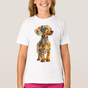 Camiseta Artes Perros Salchicha Artísticos Coloridos para N