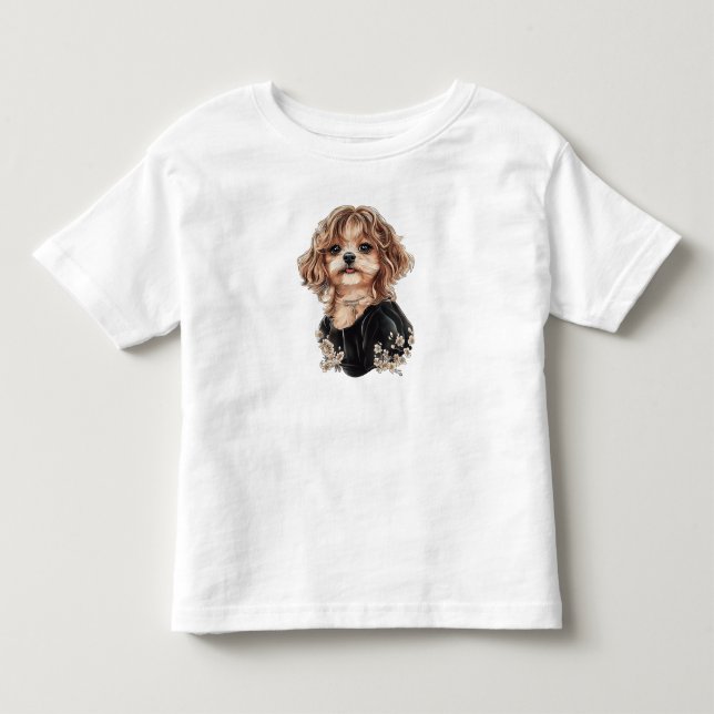 Camiseta artesanal Maltipoo para niños pequeños (Anverso)