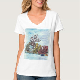 Camiseta Artesanal Pintado a Mano Salva Los Arrecifes de Co