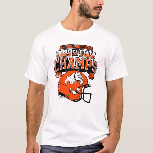 Camiseta Artesia Bulldogs 2025 State Champs T-Shirt (Anverso)