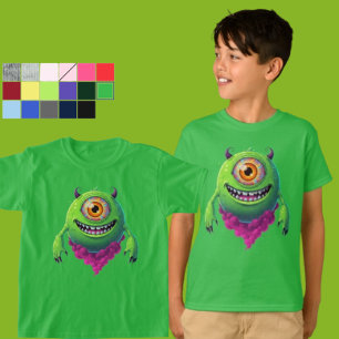 Camiseta Artículo de novedad de monstruo cíclope verde bril