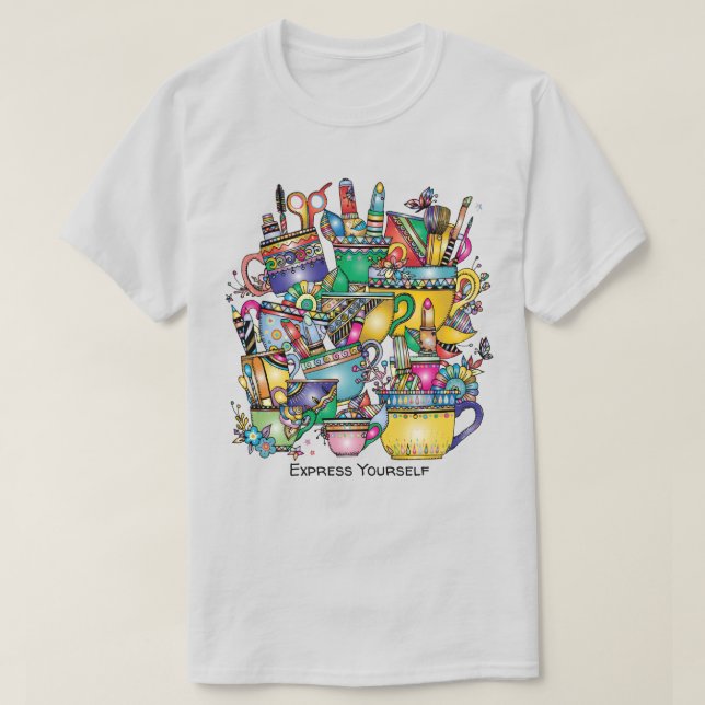Camiseta Artículos de arte en cuadros coloridos Personaliza (Diseño del anverso)