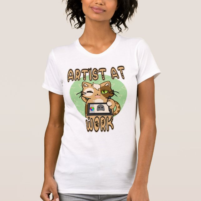 Camiseta Artist at work cute cat design (Anverso)