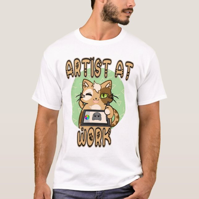 Camiseta Artist at work cute cat design (Anverso)