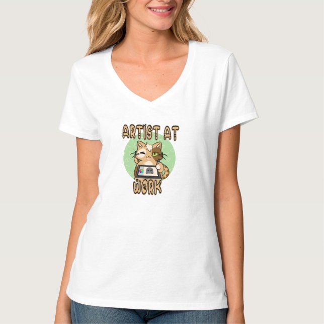 Camiseta Artist at work cute cat design (Anverso)