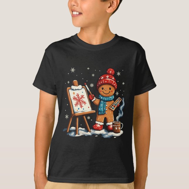 Camiseta Artist Gingerbread Painter Art Teacher Student Chr (Anverso)
