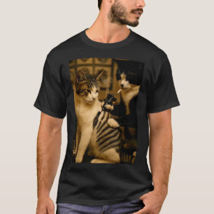 Camiseta Artista con tatuaje de gato fumando cigarrillos an