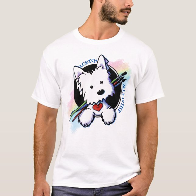 Camiseta Artista de aliados LGBTQ+ de KiniArt Westie (Anverso)
