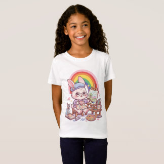 Camiseta Artista de conejito lindo pintando con Kawaii arco