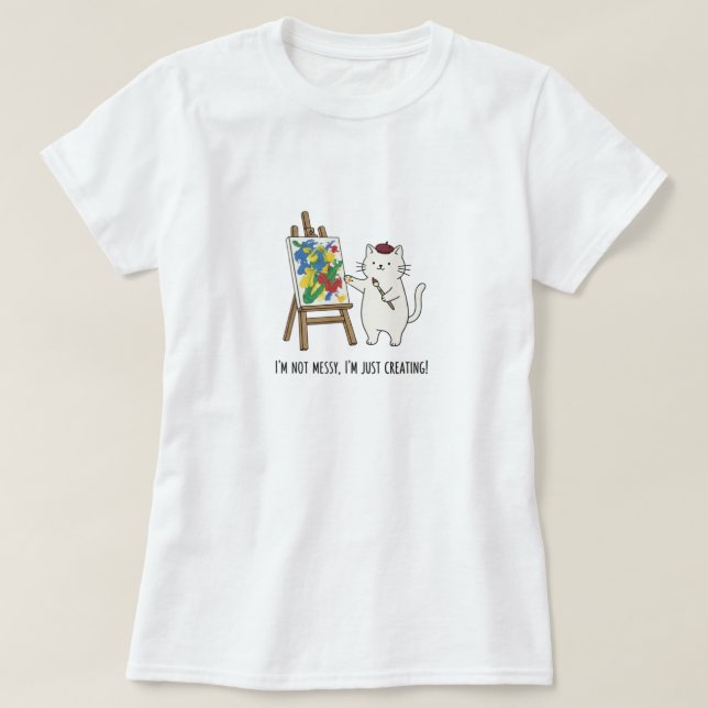 Camiseta Artista de gato caprichoso estilo de doodle Minima (Diseño del anverso)