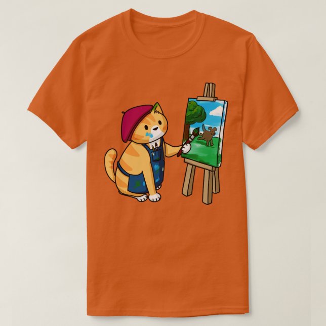 Camiseta Artista de gatos easel beret (Diseño del anverso)