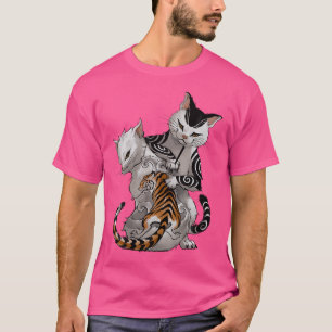 Camiseta Artista De Gatos Irezumi Con Tatto Japonés Tradici