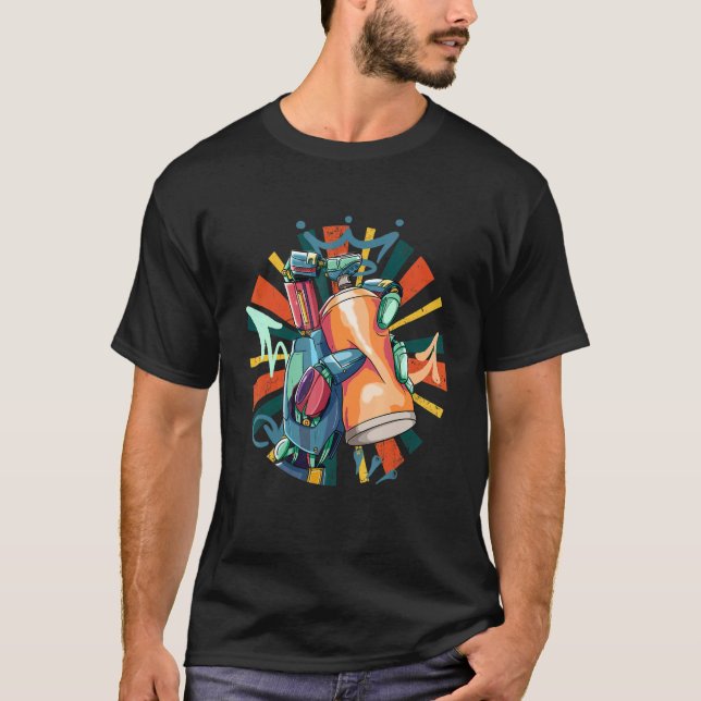 Camiseta Artista de graffiti pintado con pintura de rollo r (Anverso)