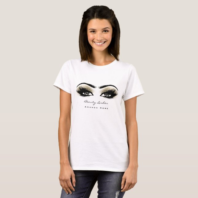 Camiseta Artista de maquillaje Belleza Lash Studio Ivory Ey (Anverso completo)