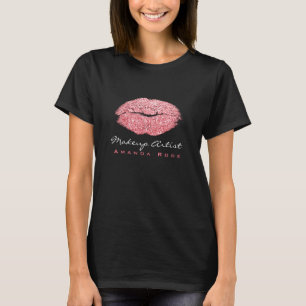 Camiseta Artista de maquillaje beso negro levanta a Purpuri